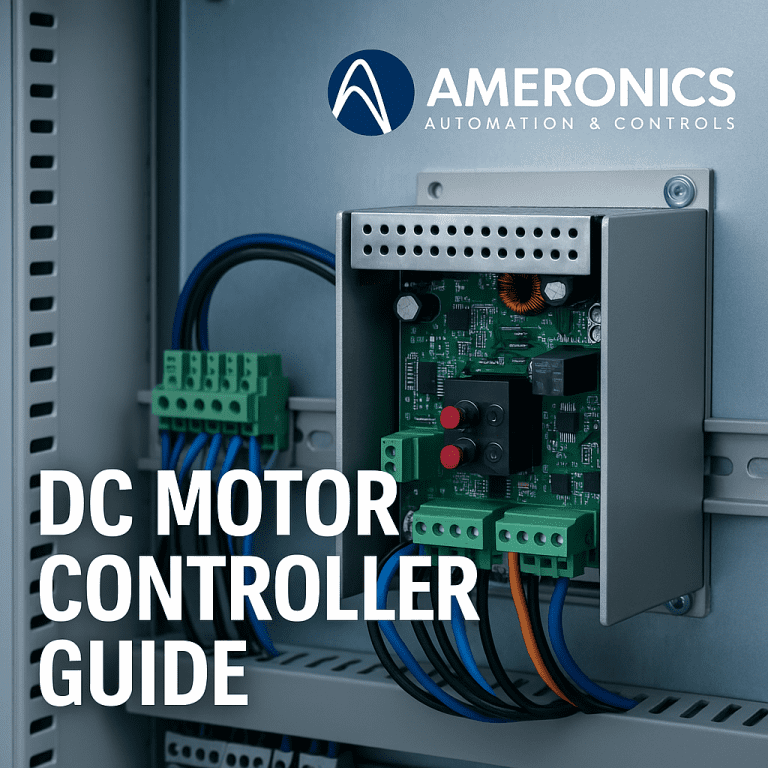 “DC motor controller guide showing custom Ameronics controller”